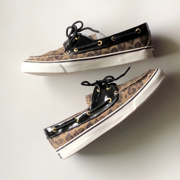 Sperry Shoes - Sperry Top-Sider Black Patent & Leopard Print Shoe